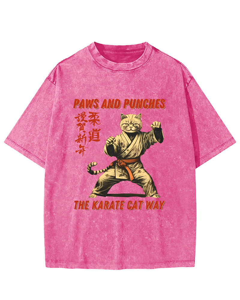 Japanese Judo Kung Fu Vintage Washed T-shirt-Zazasy