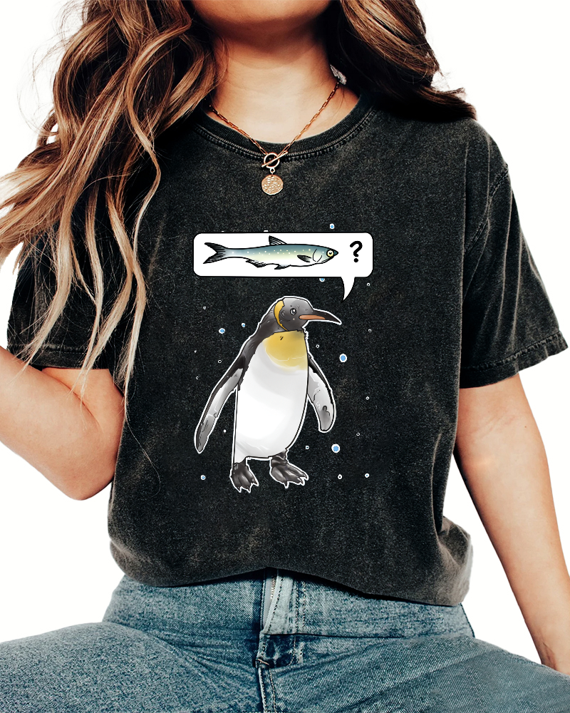 Japanese Penguin Pattern Wanting To Eat Fish Vintage Distressed T-shirt-Zazasy