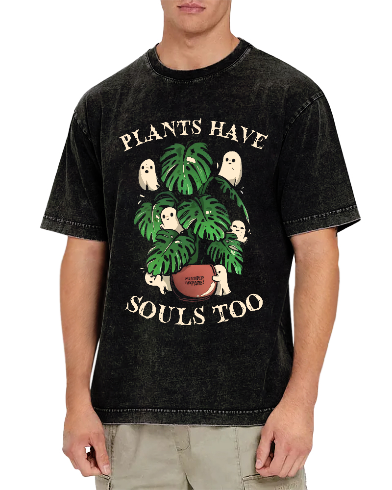 Plants Have Souls Too Vintage Washed T-shirt-Zazasy