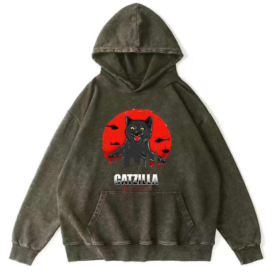 Kos Cat in Battle Japanese Style Vintage Distressed Hoodie-Zazasy