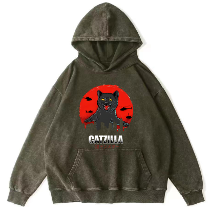 Kos Cat in Battle Japanese Style Vintage Distressed Hoodie-Zazasy