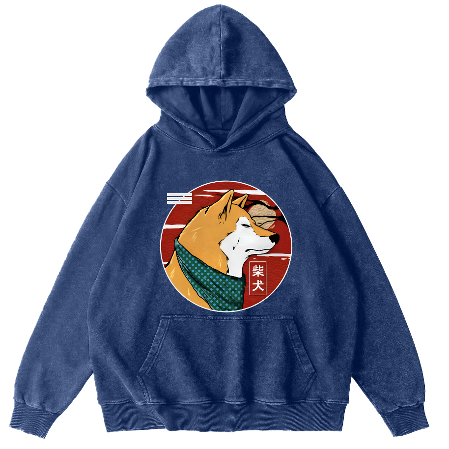 Cute Shiba Inu Vintage Distressed Hoodie-Zazasy