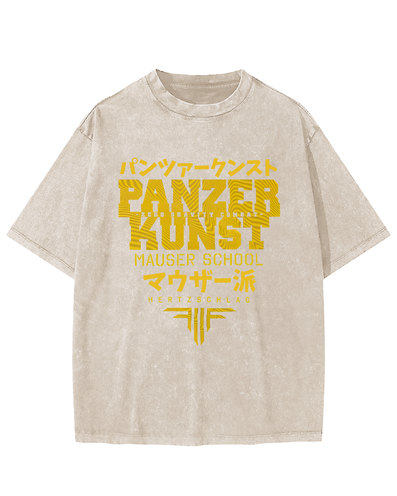 Panzer Kunst Vintage Washed T-shirt-Zazasy