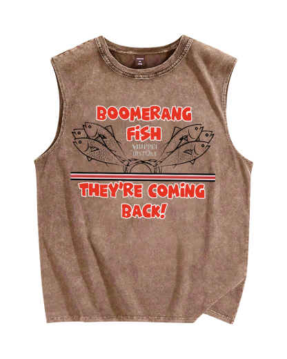 Boomerang Fish Theyre Coming Back Vintage Distressed Washed Tank-Zazasy
