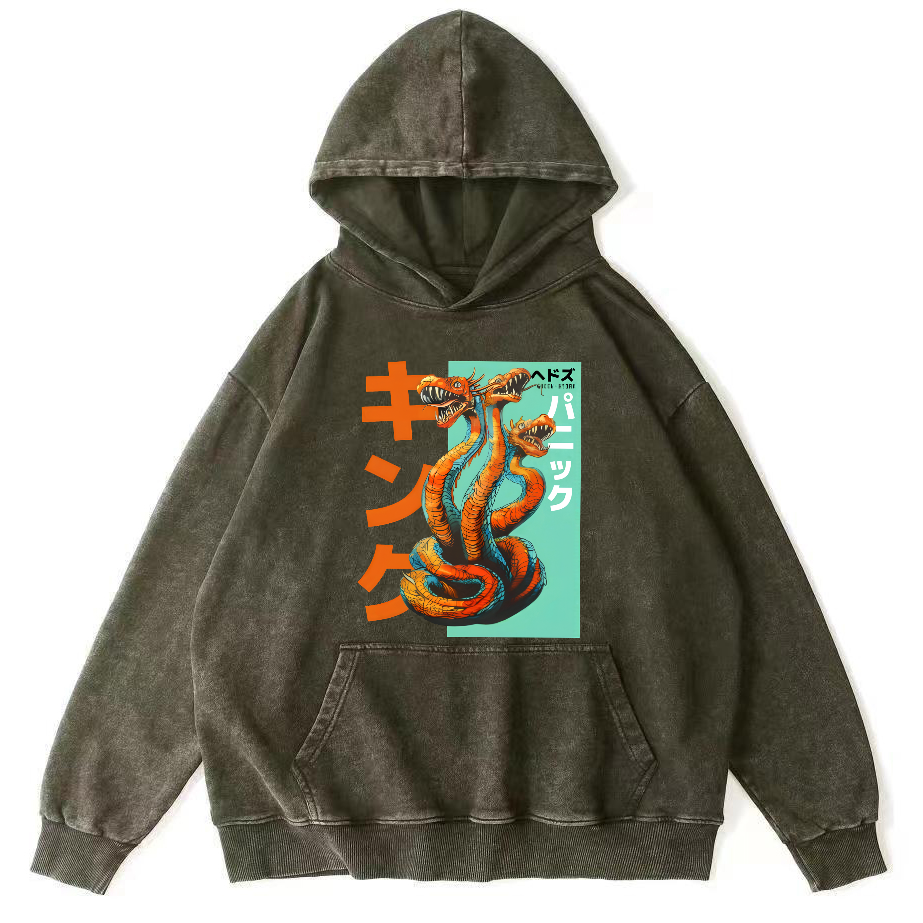Queen Hydra Monster  Vintage Washed Hoodie-Zazasy