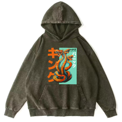 Queen Hydra Monster  Vintage Washed Hoodie-Zazasy