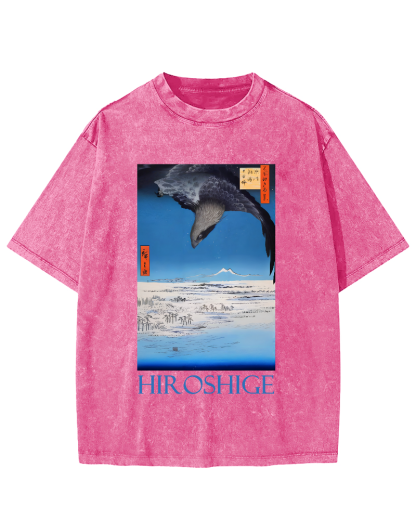 Hiroshige  Vintage Washed T-shirt-Zazasy