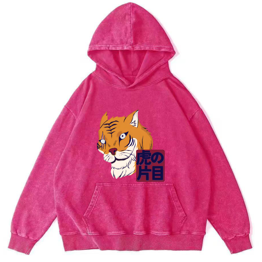 Japanese Tiger Vintage Washed Hoodie-Zazasy