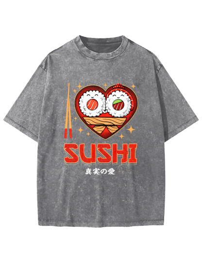 My favorite Sushi Vintage Washed T-shirt-Zazasy