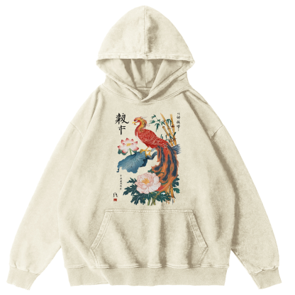Proud Peacock Japanese Style Vintage Distressed Hoodie-Zazasy