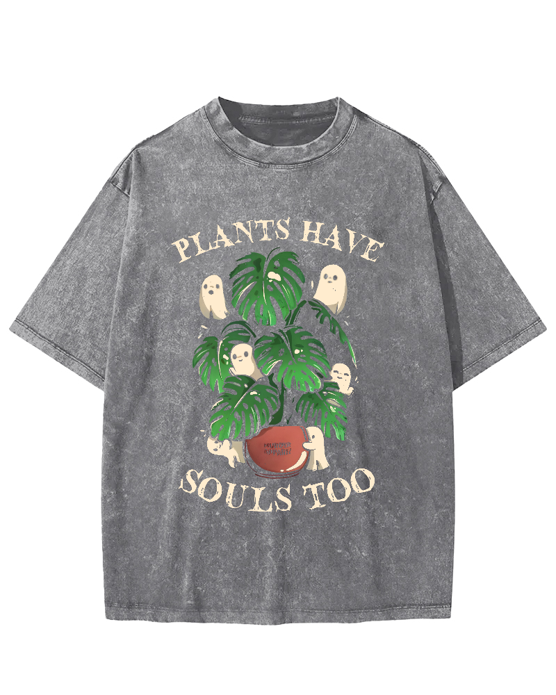 Plants Have Souls Too Vintage Washed T-shirt-Zazasy