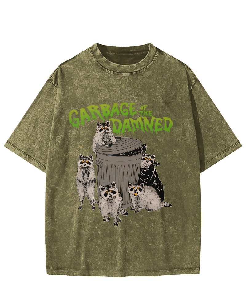 Cute Little Raccoon Vintage Distressed T-shirt-Zazasy