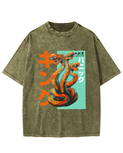 Queen Hydra Monster Vintage Washed T-shirt-Zazasy