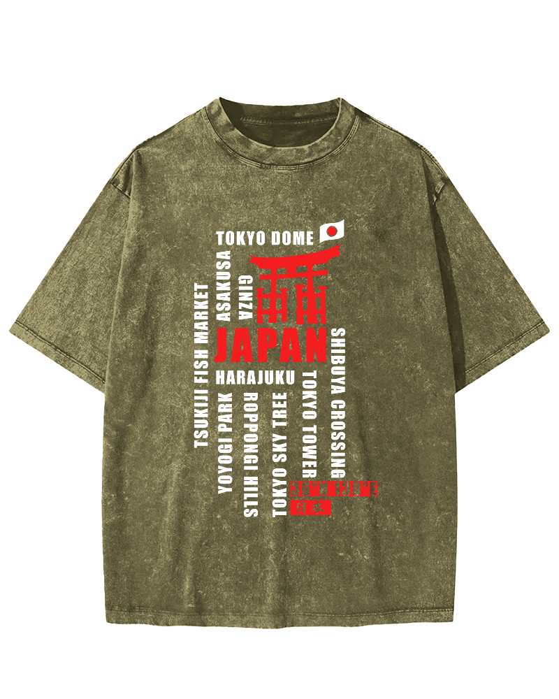 Tokyo, Japan Vintage Washed T-shirt-Zazasy