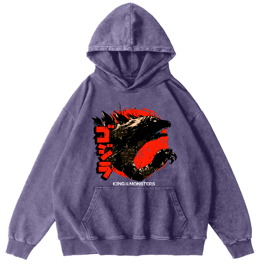 King oF Monsters Vintage Distressed Hoodie-Zazasy