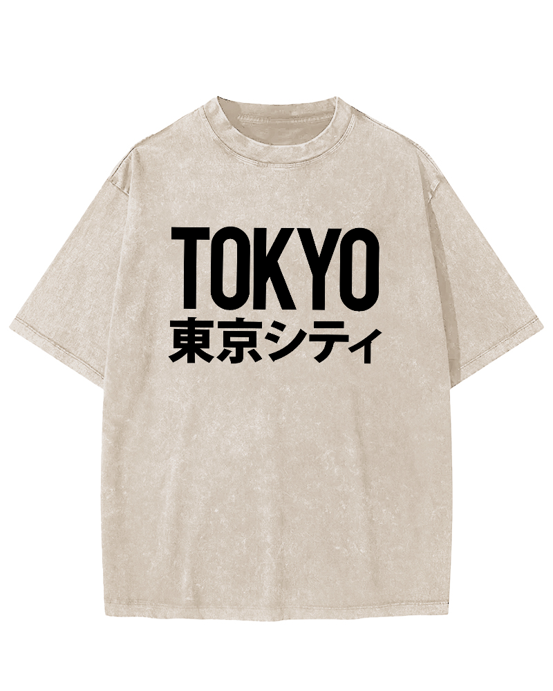 Tokyo Script in Japan Vintage Washed T-shirt-Zazasy