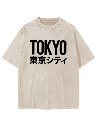 Tokyo Script in Japan Vintage Washed T-shirt-Zazasy