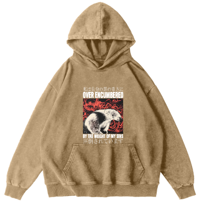 Retro Animal Pattern Japanese Style Vintage Distressed Hoodie-Zazasy