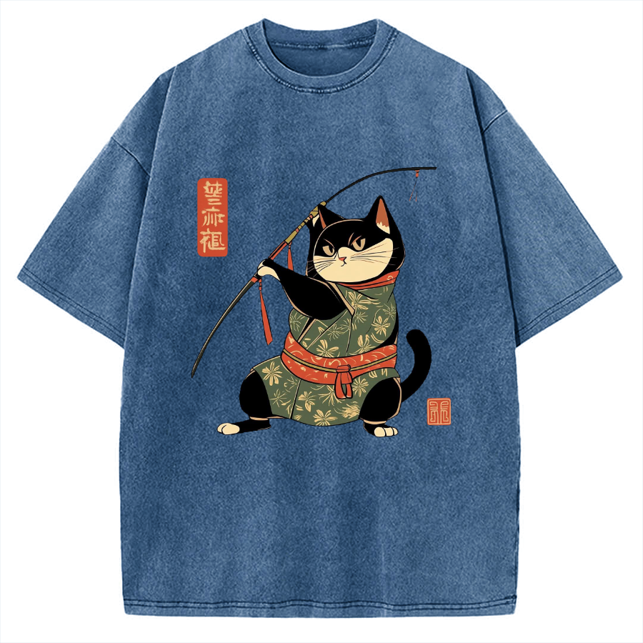 Japan Cat Archery Vintage Washed T-shirt