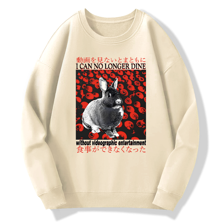 I can no longer dine rabbit Cotton Pullover Sweatshirt