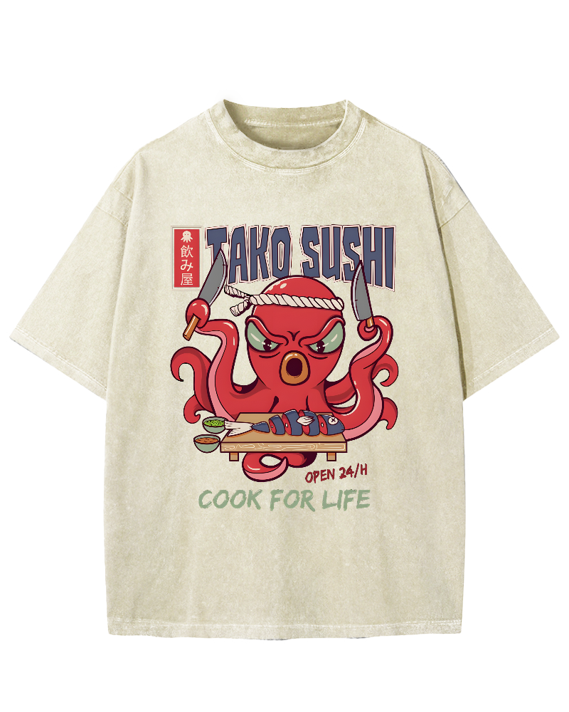 Tako Sushi Octopus Vintage Washed T-shirt