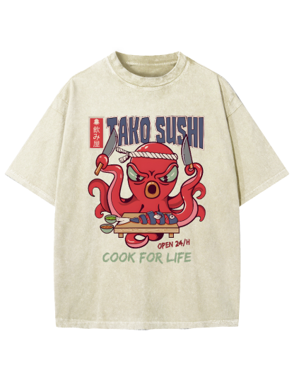 Tako Sushi Octopus Vintage Washed T-shirt