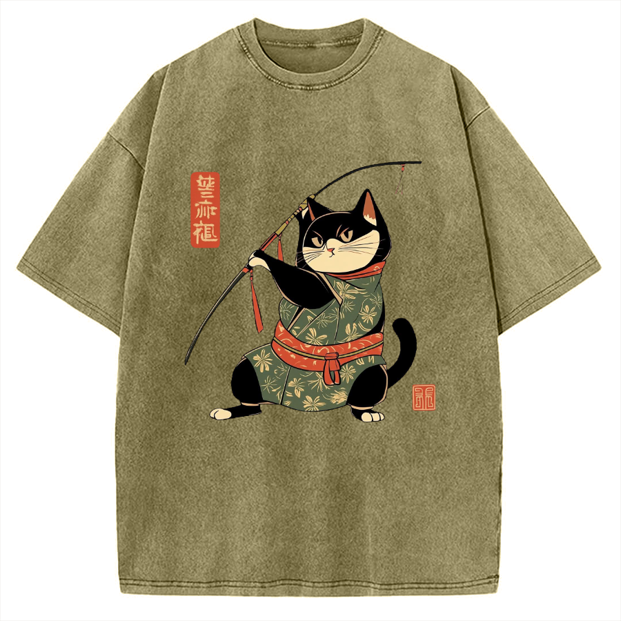Japan Cat Archery Vintage Washed T-shirt