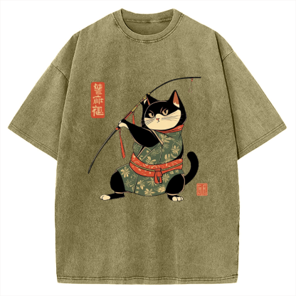 Japan Cat Archery Vintage Washed T-shirt