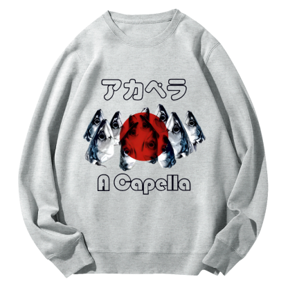 Japanese Seafood Market Round Neck Sweatshirt-Zazasy