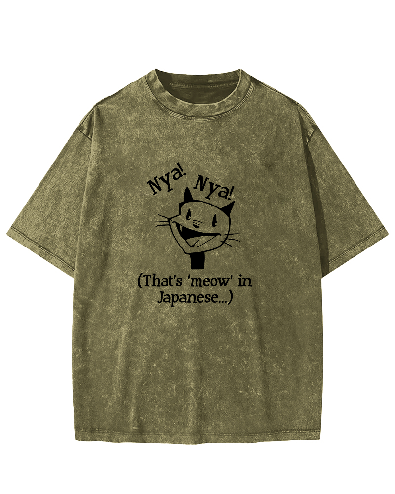 Cute Cat Pattern Vintage Distressed T-shirt-Zazasy