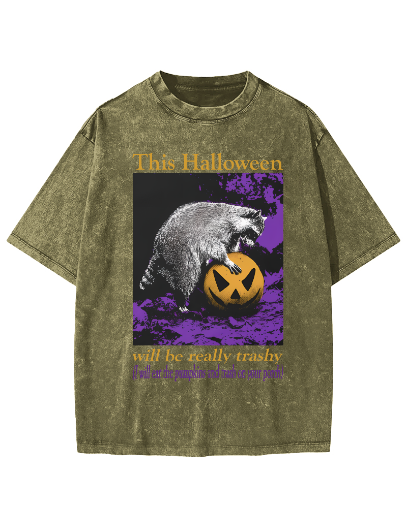 This Year's Halloween Will be a Vulgar Raccoon Vintage Distressed T-shirt-Zazasy