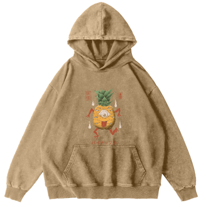 Funny Fruit Pineapple Japanese Style Vintage Distressed Hoodie-Zazasy