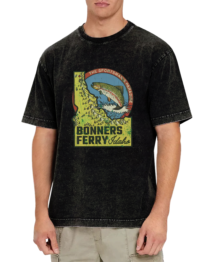 Retro Sea Fish Pattern Vintage Distressed T-shirt-Zazasy