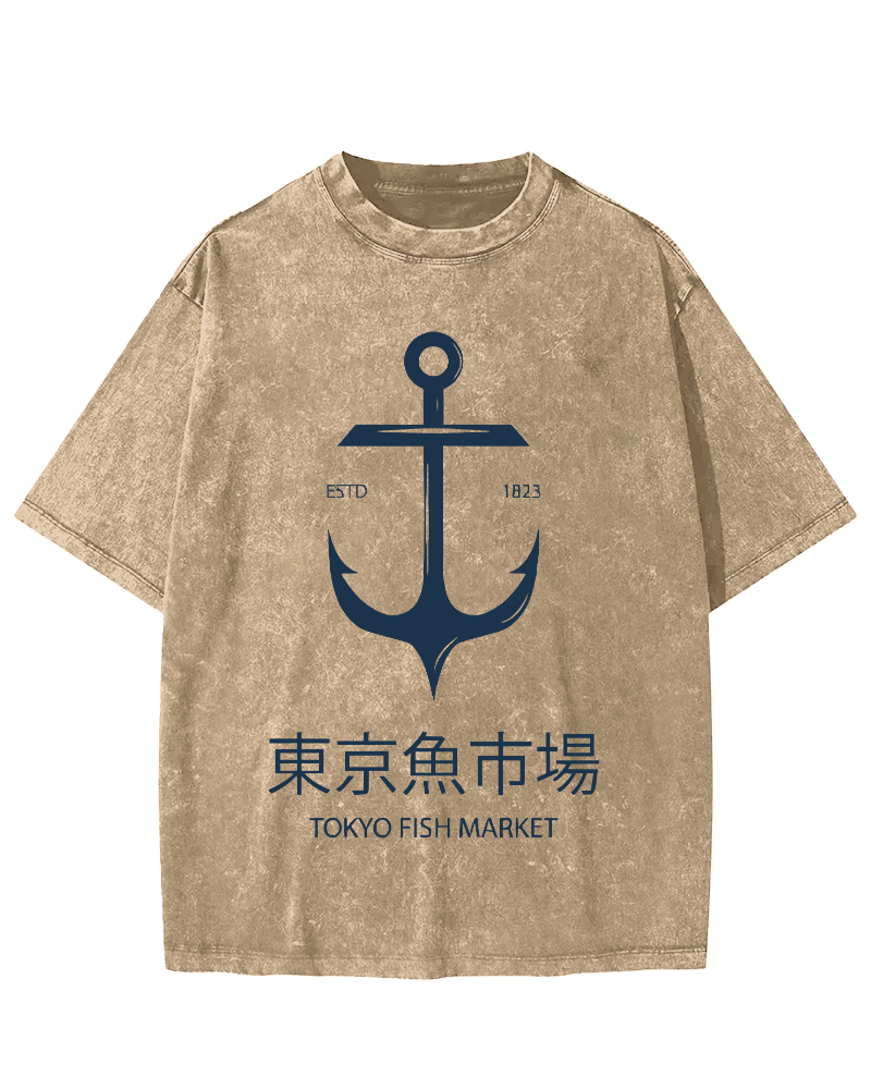 Tokyo Fish Market Vintage Washed T-shirt-Zazasy