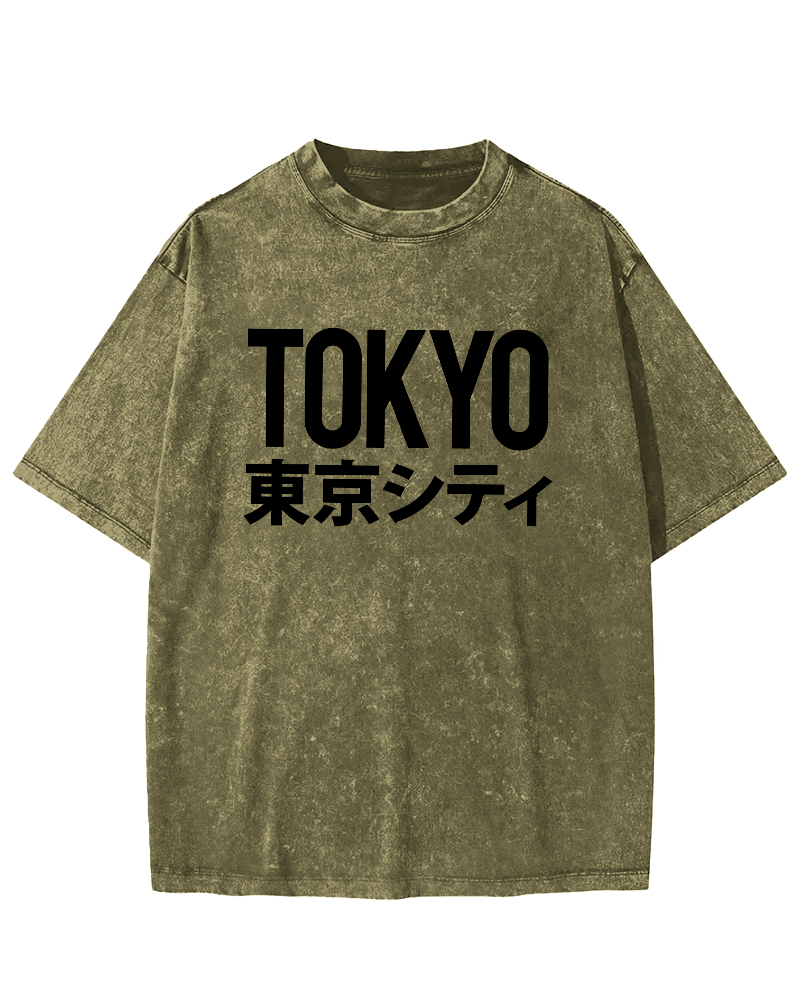 Tokyo Script in Japan Vintage Washed T-shirt-Zazasy