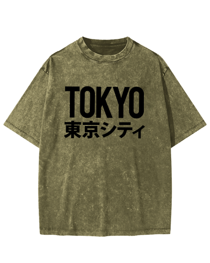 Tokyo Script in Japan Vintage Washed T-shirt-Zazasy