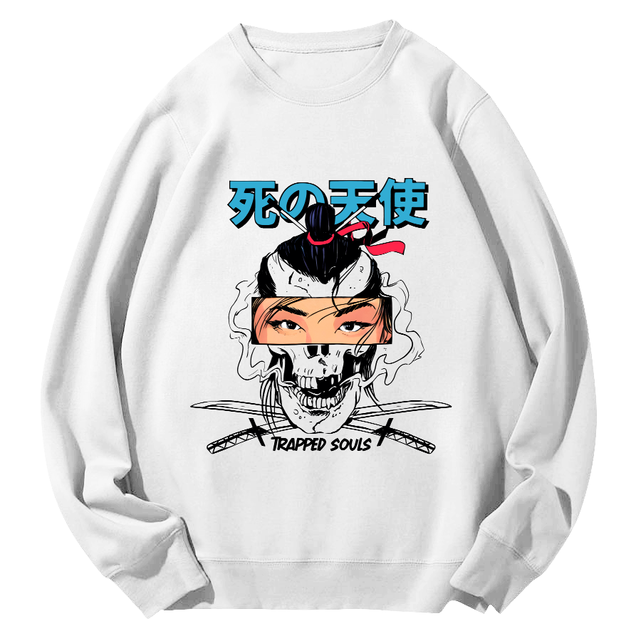 Japanese Angel Anime Round Neck Sweatshirt-Zazasy