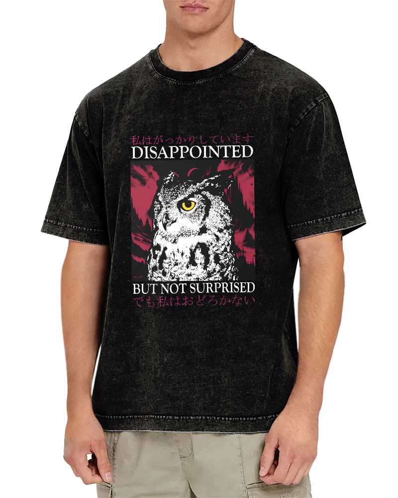 Japanese Owl Pattern Vintage Distressed T-shirt-Zazasy
