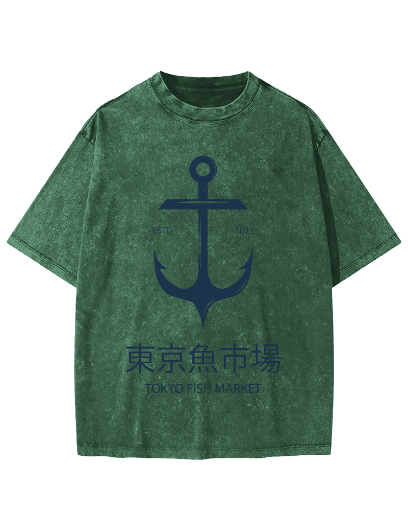 Tokyo Fish Market Vintage Washed T-shirt-Zazasy