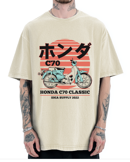 Japanese retro motorcycle Vintage Washed T-shirt