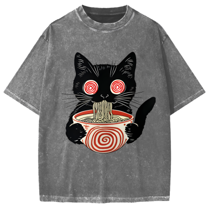 Dizzy Ramen Cat Vintage Washed T-shirt