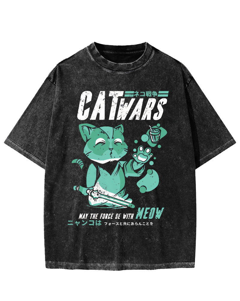 Cat Wars Vintage Washed T-shirt