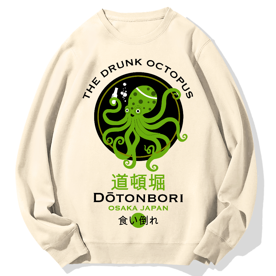Dotonbori Octopus(Green) Geek Cotton Sweatshirt