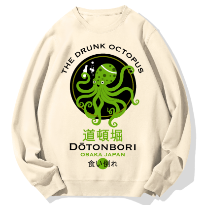 Dotonbori Octopus(Green) Geek Cotton Sweatshirt