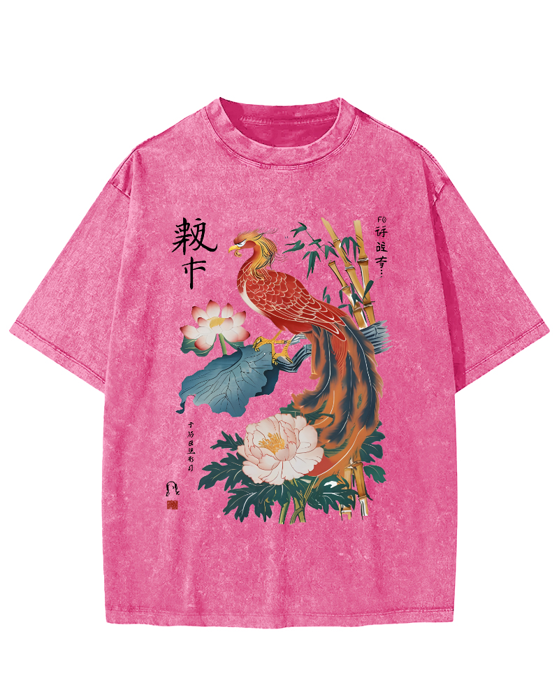 Proud Peacock Japanese Style Vintage Distressed T-shirt-Zazasy