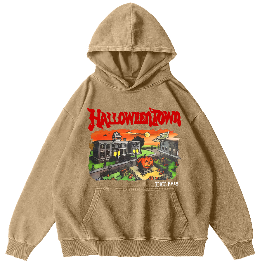 Halloween Town Vintage Washed Hoodie-Zazasy