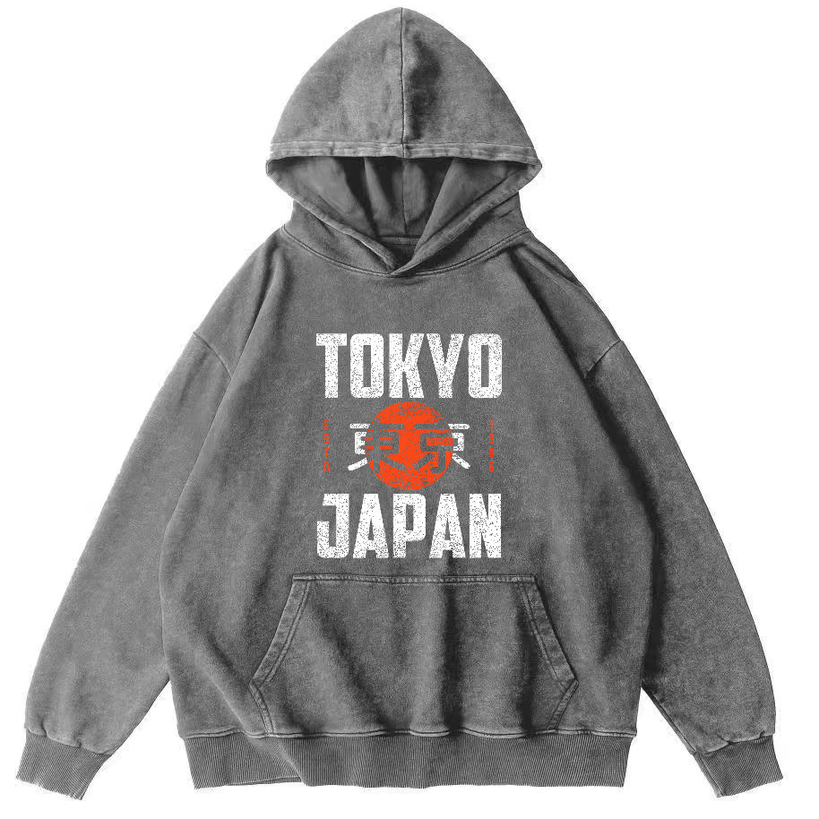 Tokyo Script In Japan Vintage Distressed Hoodie-Zazasy