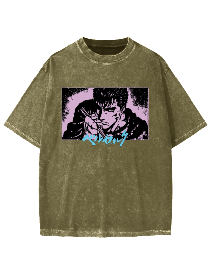 Japanese Anime BERSERK Vintage Washed T-shirt