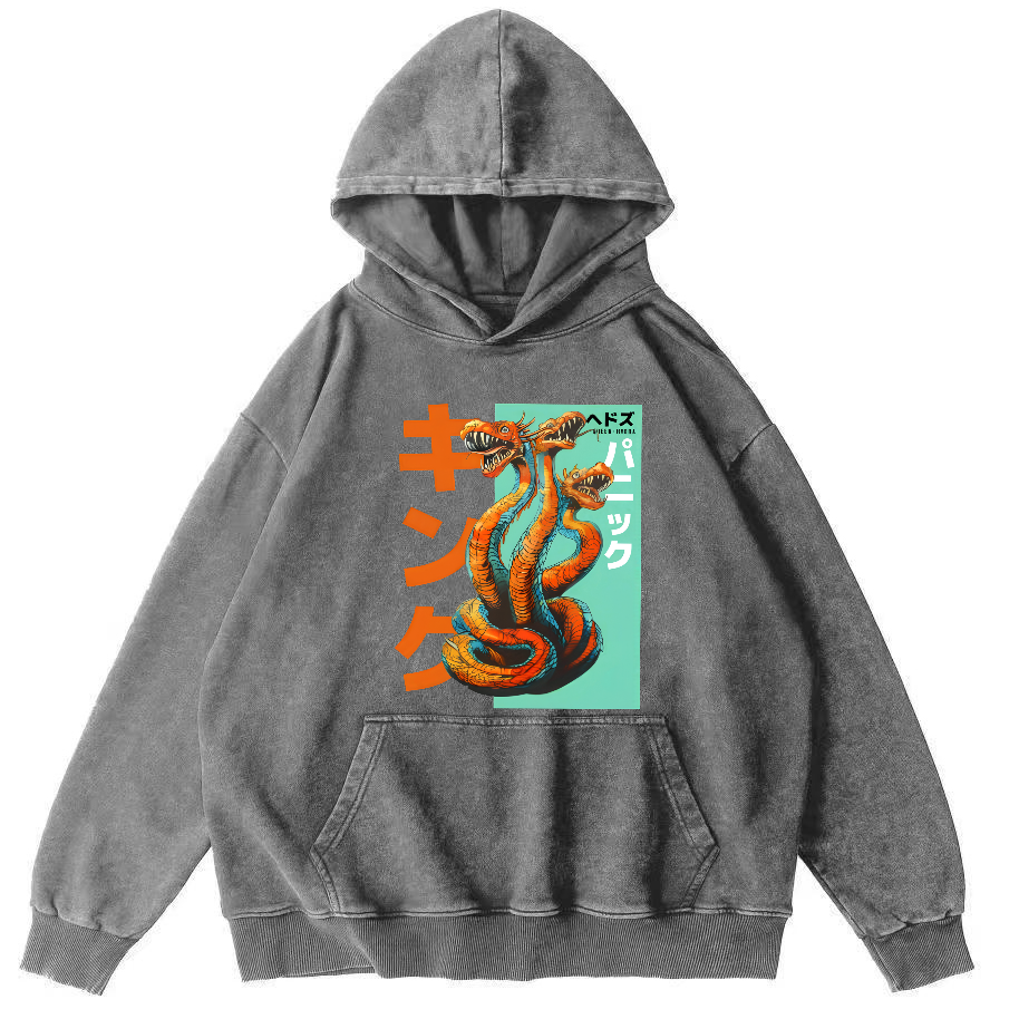 Queen Hydra Monster  Vintage Washed Hoodie-Zazasy