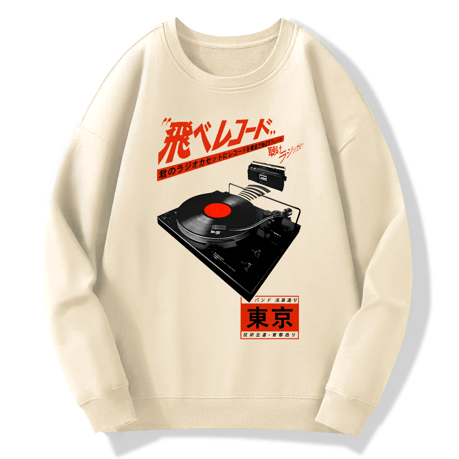 Retro Record Music Art Cotton Pullover Sweatshirt
